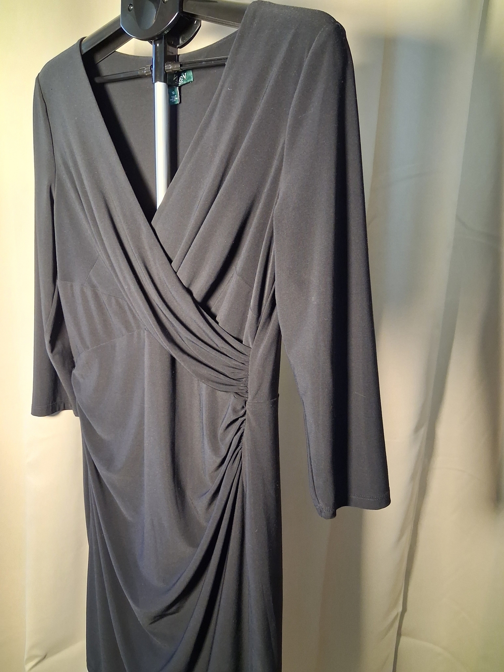 Ralph Lauren Black Dress Faux-Wrap V-neck